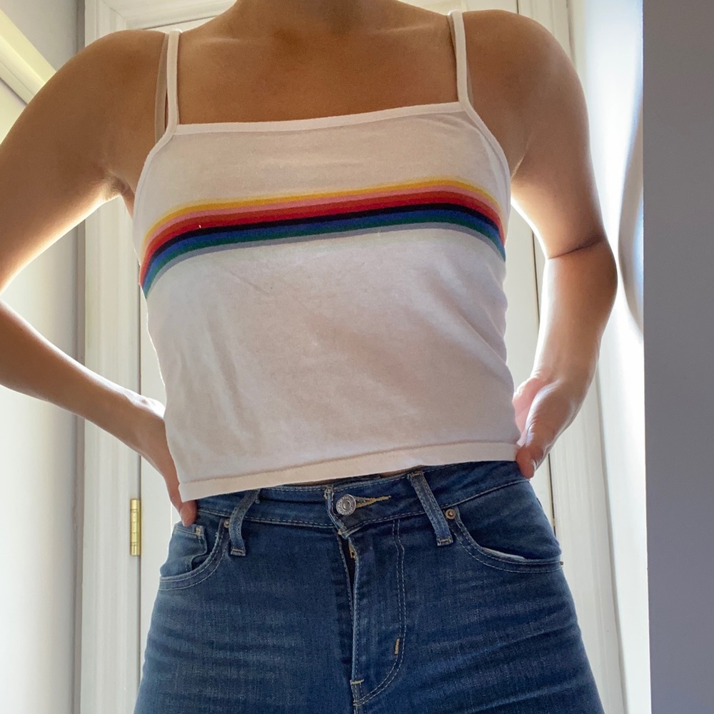 Brandy Melville rainbow white tank top